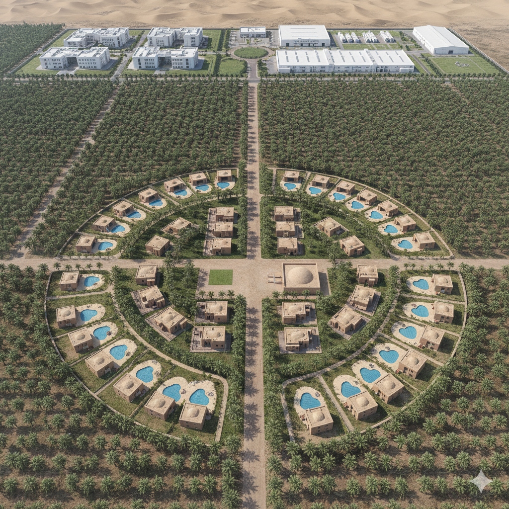 A thriving palm grove under a hopeful sky